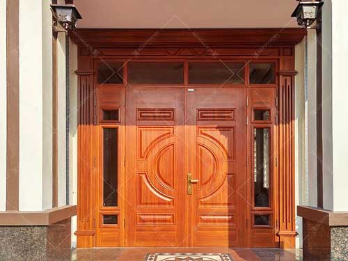 Mẫu cửa sắt giả gỗ đẹp cho cửa mặt tiền