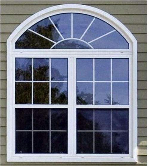 Mẫu cửa sổ nhôm uốn vòm đẹp màu trăng sứ